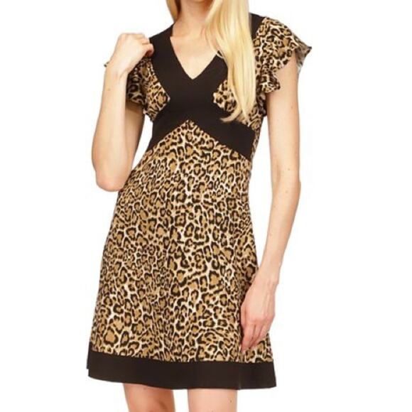 Michael Kors NWT Women's Animal Print Crisscross Border Dress Size Small - Picture 1 of 11